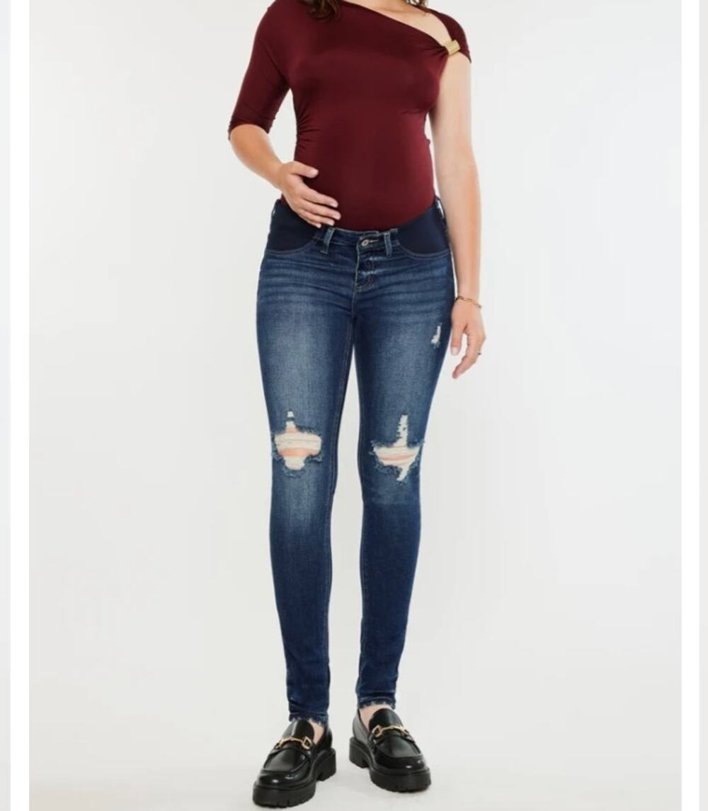 KANKAN Maternity Skinny Jeans Distressed